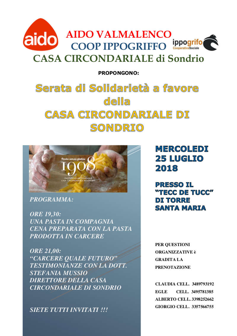 Serata di solidarietà per la Casa circondariale di Sondrio